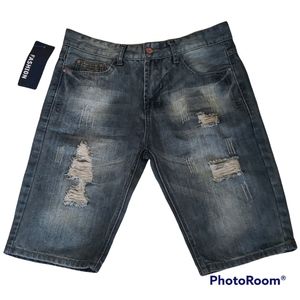 NWT Distressed Long Denim Shorts by FASHION sz 29